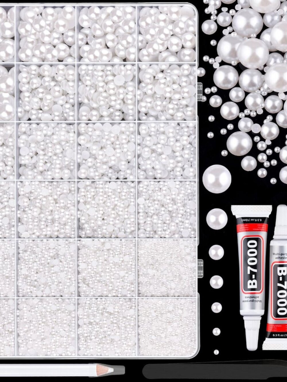 16500Pcs Flatback Pearls for Crafting White, Assorted Size 2/3/4/5/6/8/10mm Half